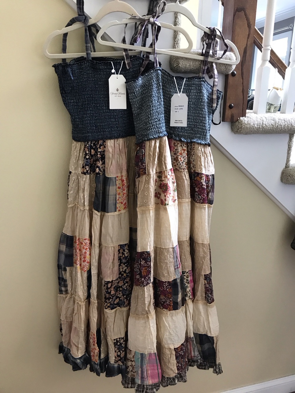 YOUNG THREADS NWT Denim Ruched Patched Dress  Size MEDIUM
